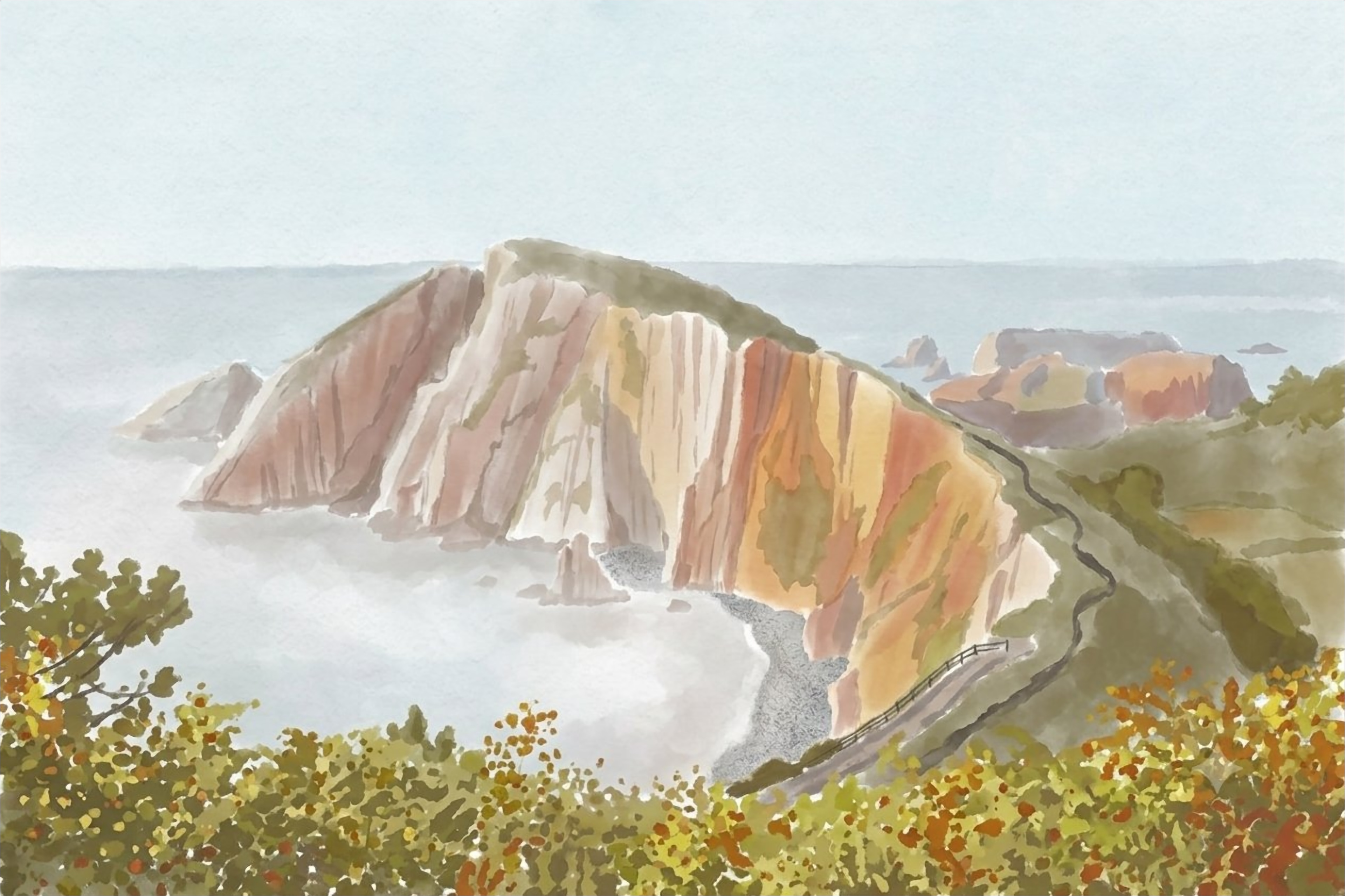 Acuarela de la Playa del Silencio, Asturias